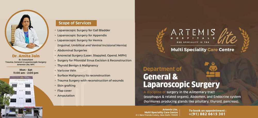 Laparoscopic Surgeon Dr Amita Jain Dr Amita Jain Artmis Hospital Banner